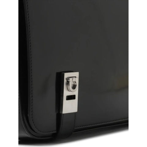 Ferragamo Patent-Leather Clasp Shoulder Bag
