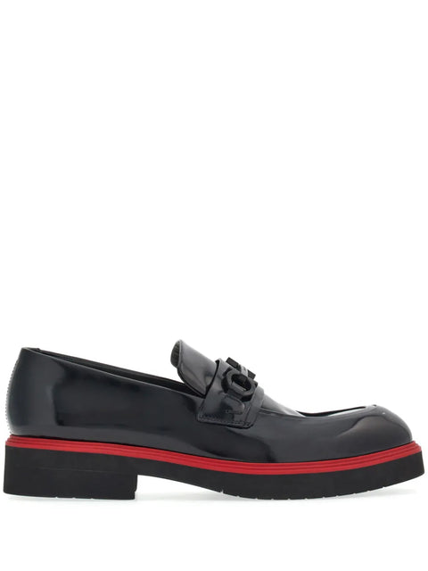 Ferragamo Gancini-Ornament Leather Mocassins in Black