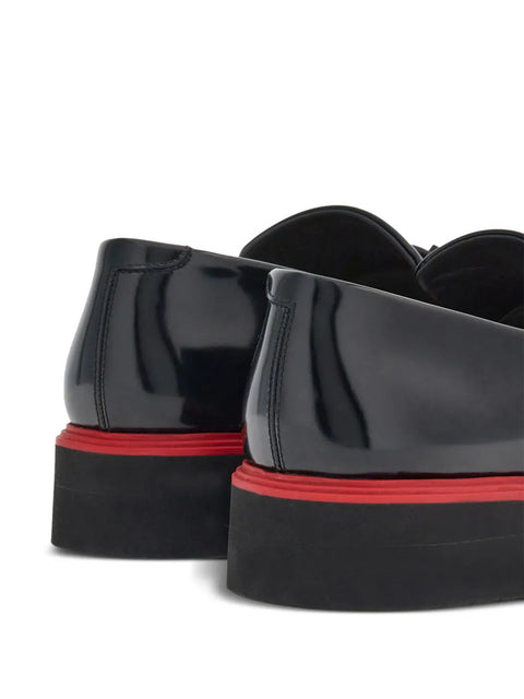 Ferragamo Gancini-Ornament Leather Mocassins in Black