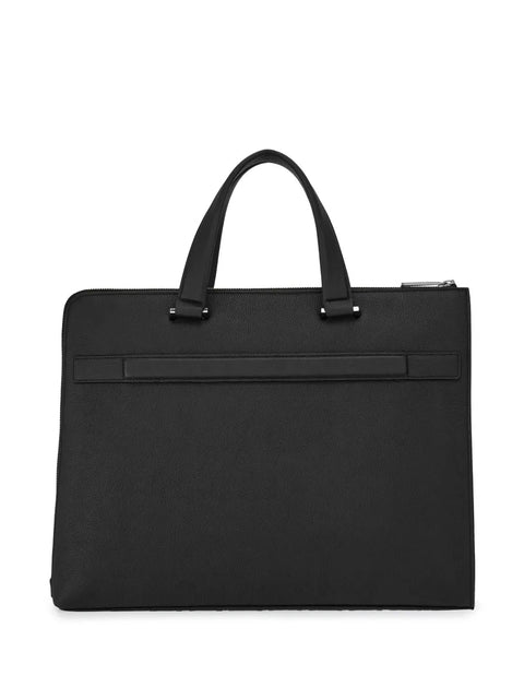 Ferragamo Gancini Embossed-Leather Briefcase