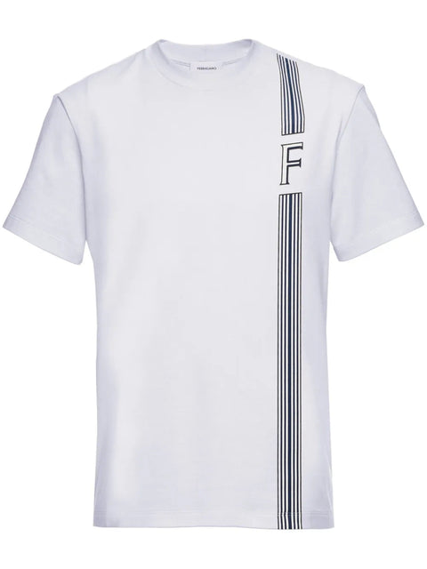 Ferragamo Stripe-Print Cotton T-Shirt