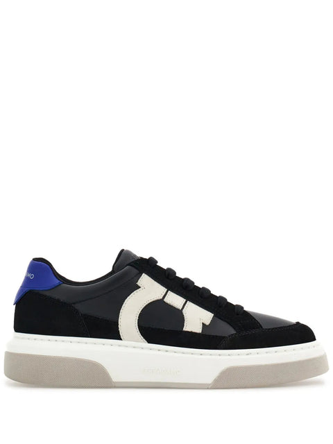 Ferragamo Gancini Panelled Leather Sneakers in Multicolor