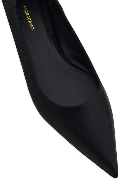 Ferragamo Cable-Link Chain Leather Ballerina Shoes