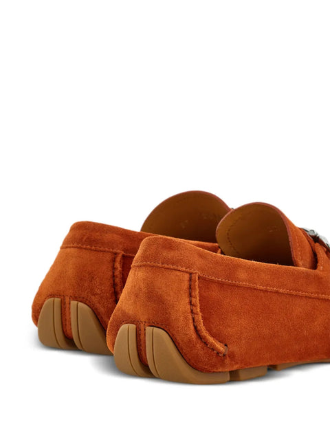 Ferragamo Gancini Suede Driving Shoes in Orange