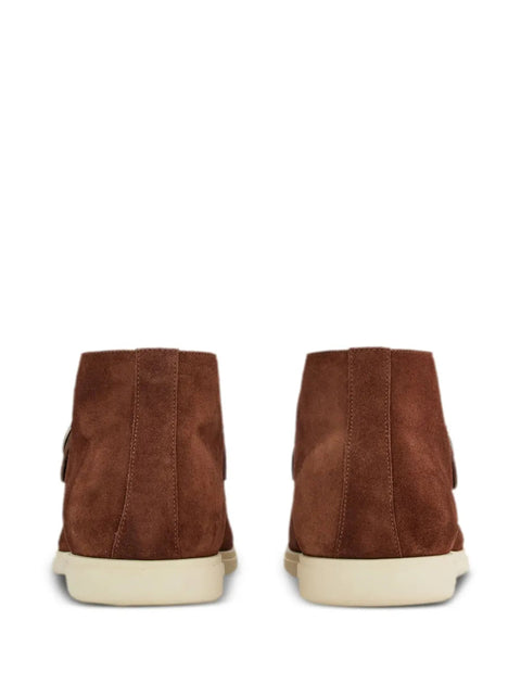 Ferragamo Gancini-Buckle Suede Boots in Brown