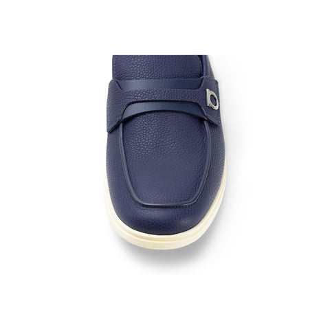 Ferragamo Gancini-Plaque Leather Loafers in BLUE