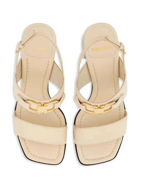 Ferragamo 55Mm Gancini-Buckle Leather Sandals in NEUTRALS