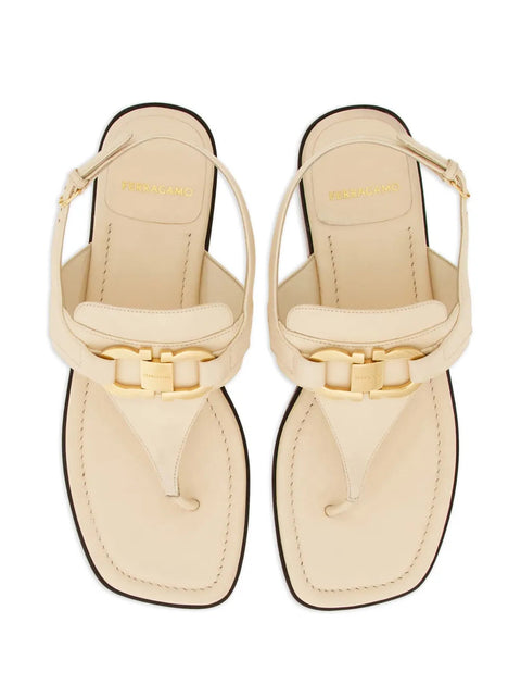Ferragamo Gancini-Buckle Leather Sandals