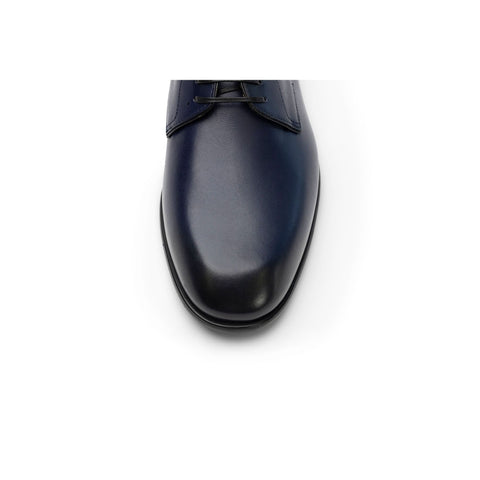 Ferragamo Polished Leather Derby Shoes in BLUE