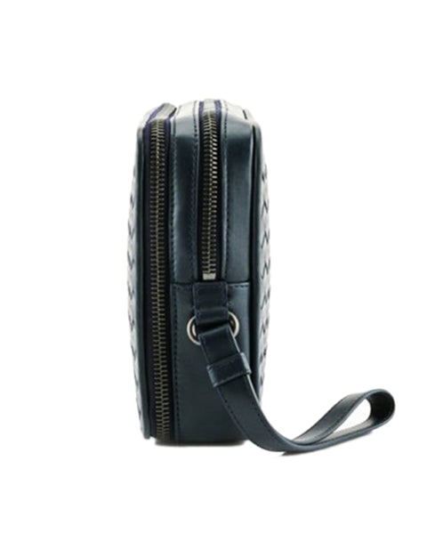 Bottega Veneta Intrecciato Ostrich Bi-Fold Wallet in Black