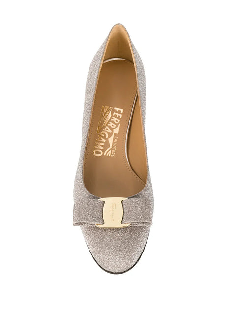 Ferragamo Vara Bow Glitter Pumps