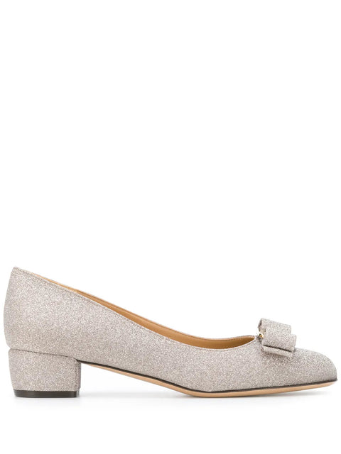 Ferragamo Vara Bow Glitter Pumps