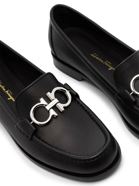 Ferragamo Gancini Plaque Low-Heel Loafers