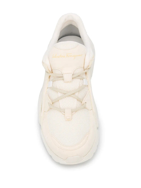Ferragamo Panelled Chunky Sneakers in White