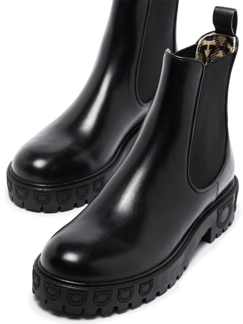 Ferragamo Gancini Logo Detail Chelsea Boots