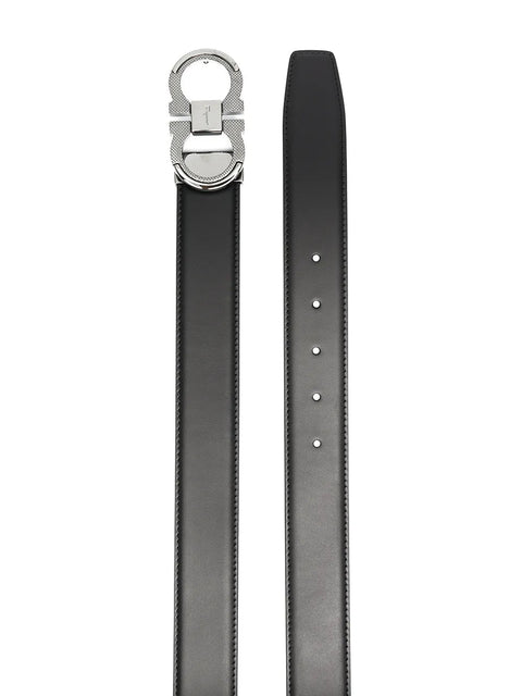 Ferragamo Brushed Calf Leather Gancini Belt