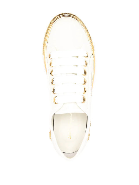 Ferragamo Tully Gancini-Sole Sneakers in White