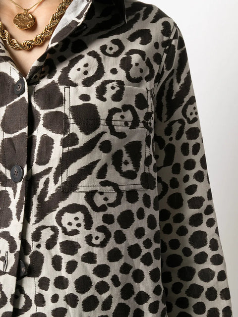 Ferragamo Multi-Animal Print Long-Sleeve Shirt