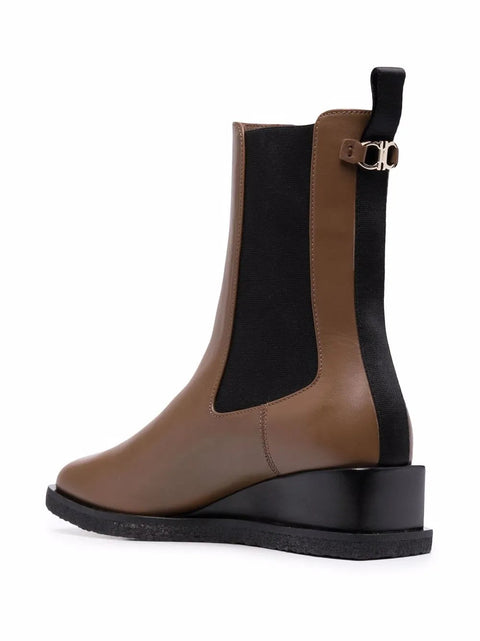 Ferragamo Wedged Leather Ankle Boots