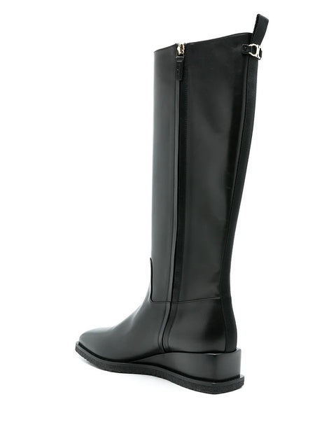 Ferragamo Wayde Leather Wedge Boots