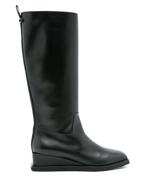 Ferragamo Wayde Leather Wedge Boots