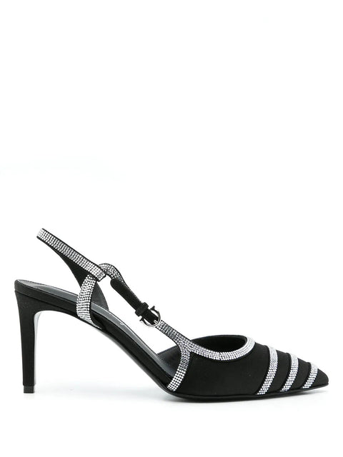 Ferragamo 85Mm Rhinestone Slingback Pumps