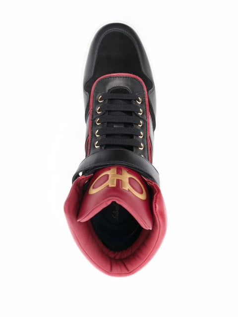 Ferragamo Gancini High-Top Sneakers in Red