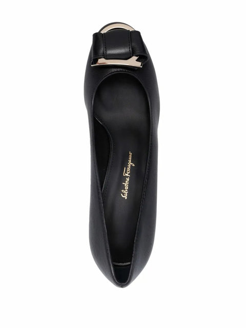 Ferragamo Gancini-Bow Leather Pumps