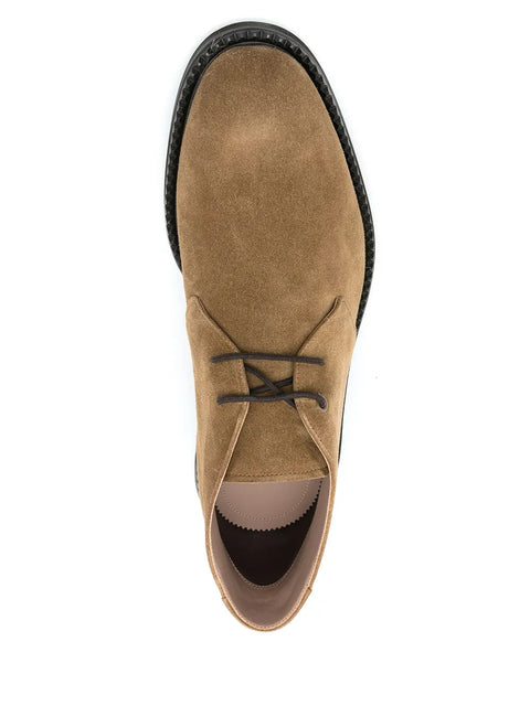 Ferragamo Flat Lace-Up Boots in BROWN