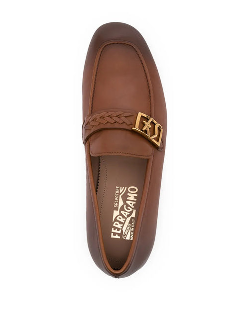Ferragamo Nairobi Logo Plaque Loafers in Brown