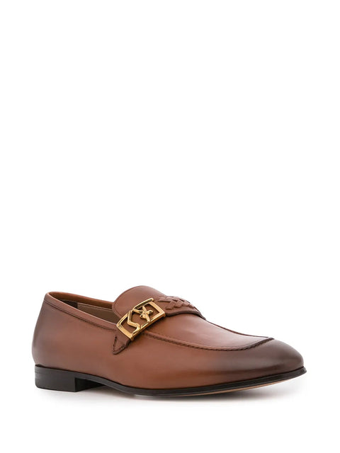 Ferragamo Nairobi Logo Plaque Loafers in Brown