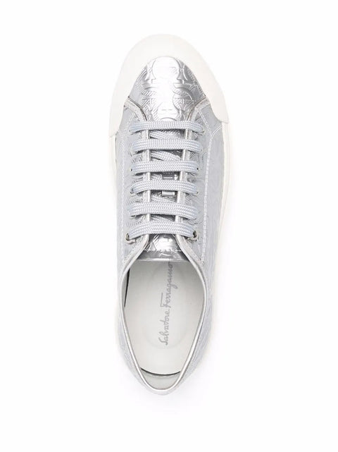 Ferragamo Gancini Low-Top Sneakers in Gray