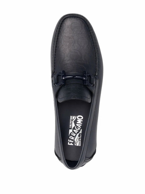 Ferragamo Embossed-Logo Leather Loafers