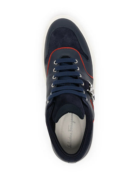 Ferragamo Borg Logo Low-Top Sneakers in BLUE