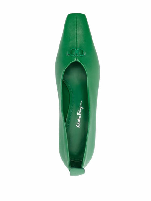 Ferragamo F Heel Leather Pumps