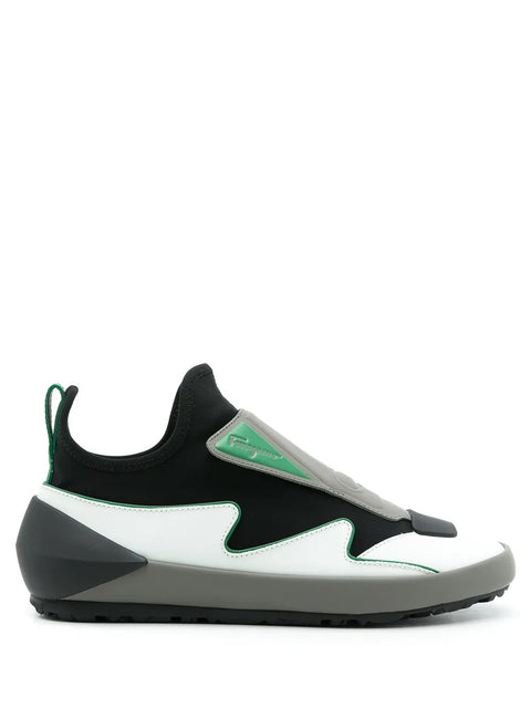 Ferragamo Colourblock Slip-On Sneakers in Green