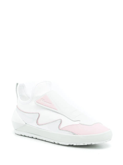 Ferragamo Leather Sock Sneakers in WHITE