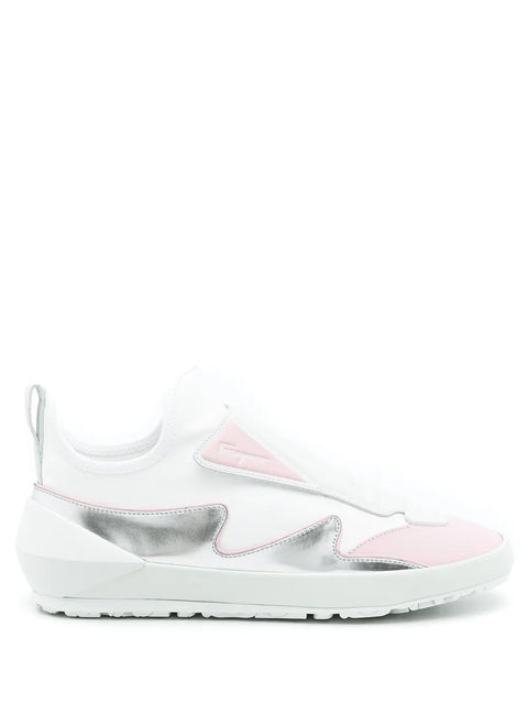 Ferragamo Leather Sock Sneakers in WHITE