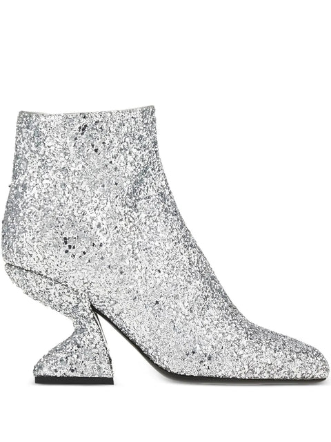 Ferragamo Glitter-Effect Sculpted-Heel Ankle Boots