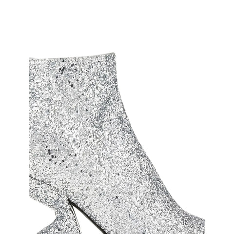 Ferragamo Glitter-Effect Sculpted-Heel Ankle Boots
