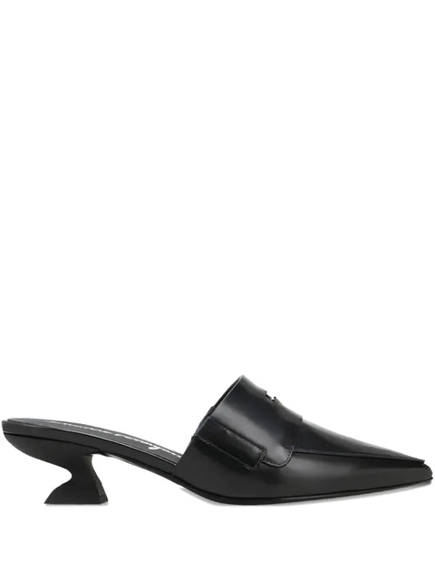 Ferragamo Pointed-Toe Sculpted-Heel Mules