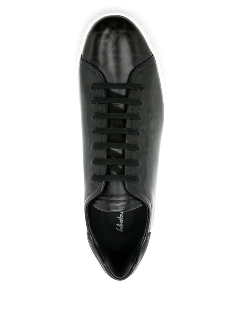 Ferragamo Cube Gancini-Print Sneakers