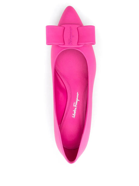 Ferragamo Viva Bow-Detail Leather Ballerina Shoes