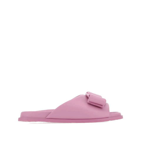 Ferragamo Bow-Detail Leather Flat Sandals