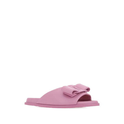Ferragamo Bow-Detail Leather Flat Sandals