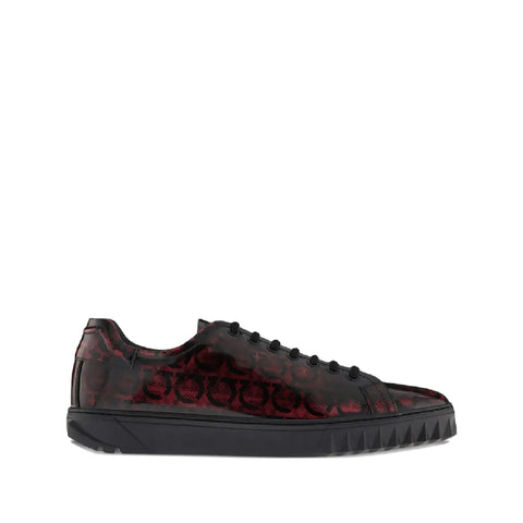 Ferragamo Cube Gancini-Print Lace-Up Sneakers