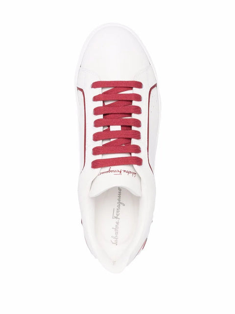 Ferragamo Manhattan Gancini-Print Sneakers in White