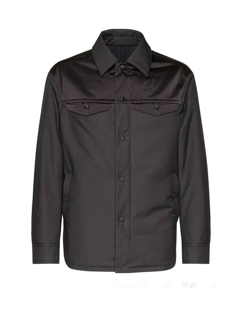 Ferragamo Satin-Panel Shirt Jacket