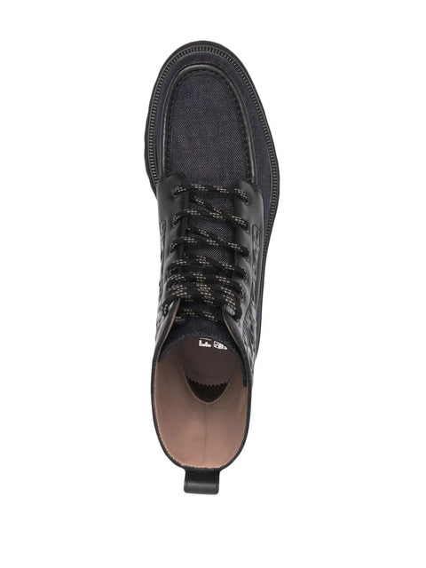 Ferragamo Gancini Combat Boots in Black