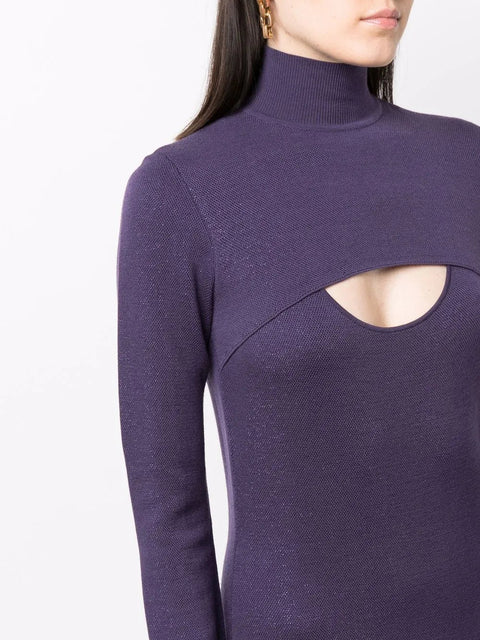 Ferragamo Lamé Wool Midi Dress